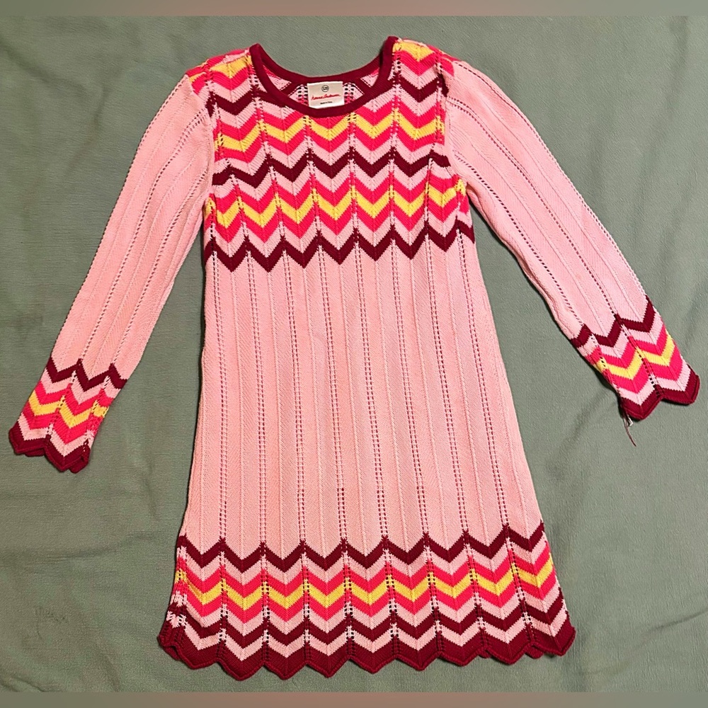 Hanna Andersson Pink and Red Chevron Dress